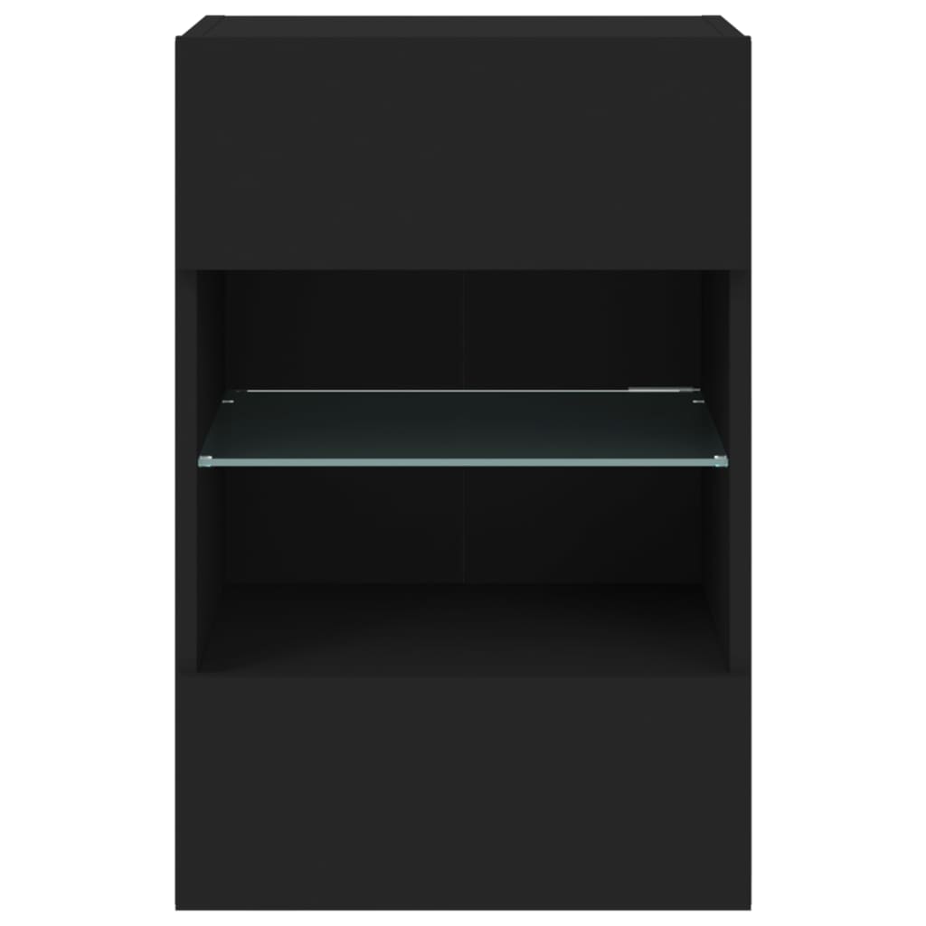 Zidni TV ormarić s LED svjetlima crni 40x30x60,5 cm