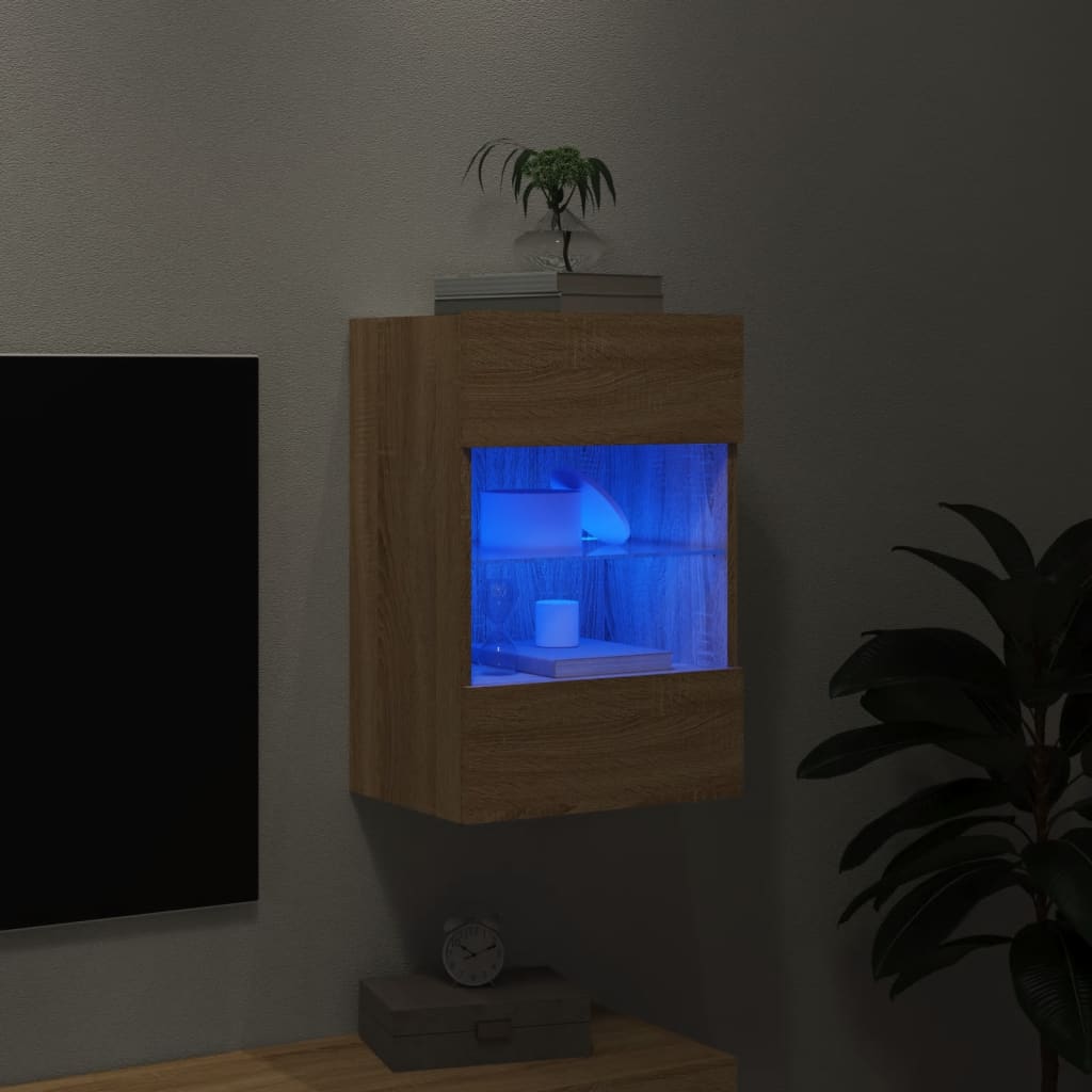 Zidni TV ormarić s LED svjetlima boja hrasta 40x30x60,5 cm