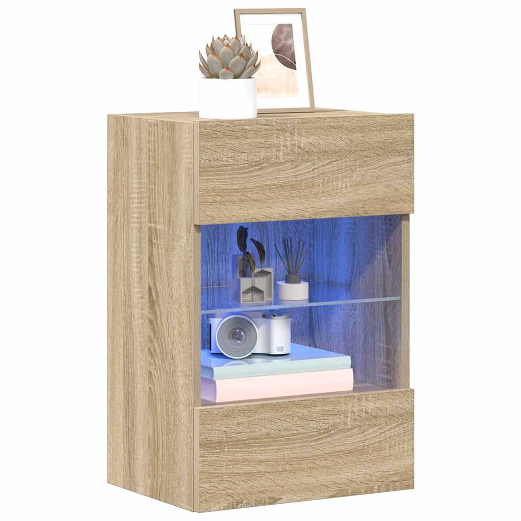 Zidni ormarići s LED svjetlima za TV 2 kom boja hrasta 40 x 30 x 60,5 cm