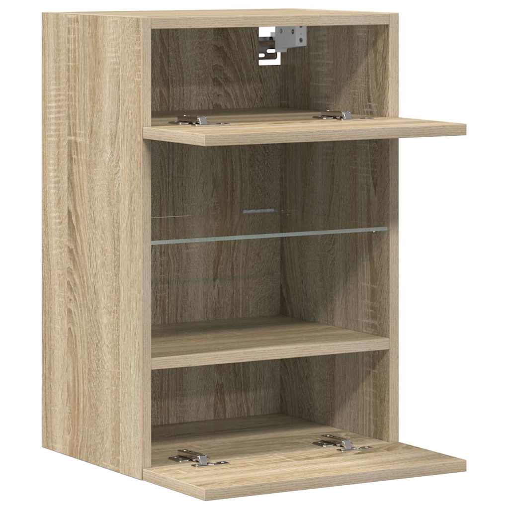 Zidni ormarići s LED svjetlima za TV 2 kom boja hrasta 40 x 30 x 60,5 cm