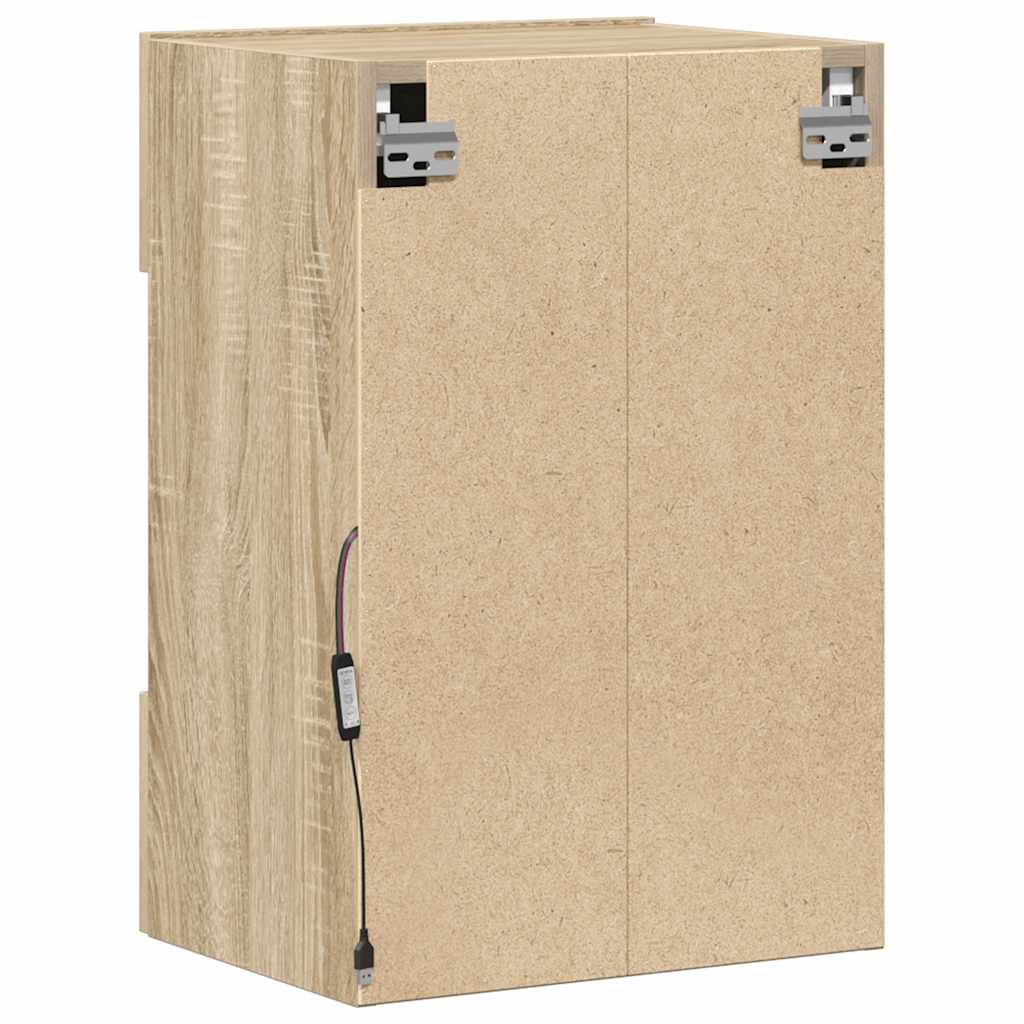 Zidni ormarići s LED svjetlima za TV 2 kom boja hrasta 40 x 30 x 60,5 cm