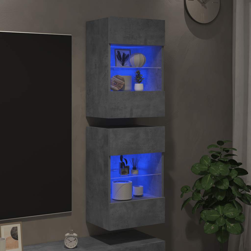 Zidni ormarići s LED svjetlima za TV 2 kom boja betona 40x30x60,5 cm