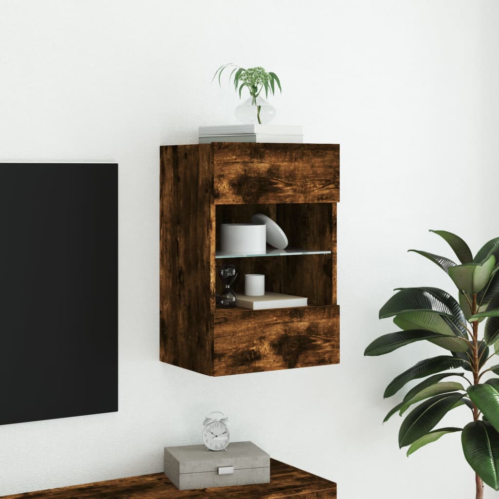 Zidni TV ormarić s LED svjetlima boja hrasta 40x30x60,5 cm