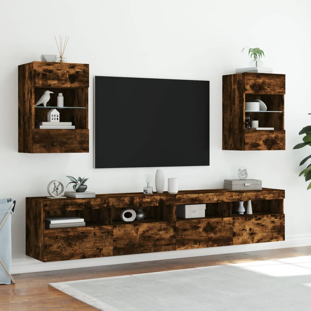 Zidni TV ormarić s LED svjetlima boja hrasta 40x30x60,5 cm