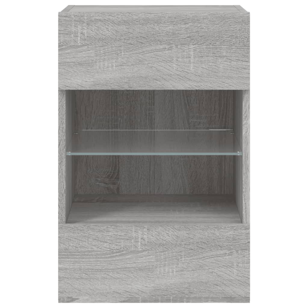 Zidni TV ormarić s LED svjetlima siva boja hrasta 40x30x60,5 cm