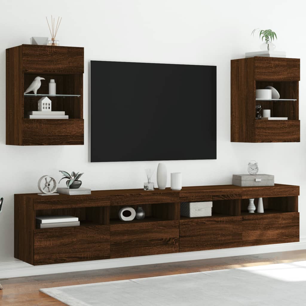 Zidni TV ormarić s LED svjetlima boja hrasta 40x30x60,5 cm