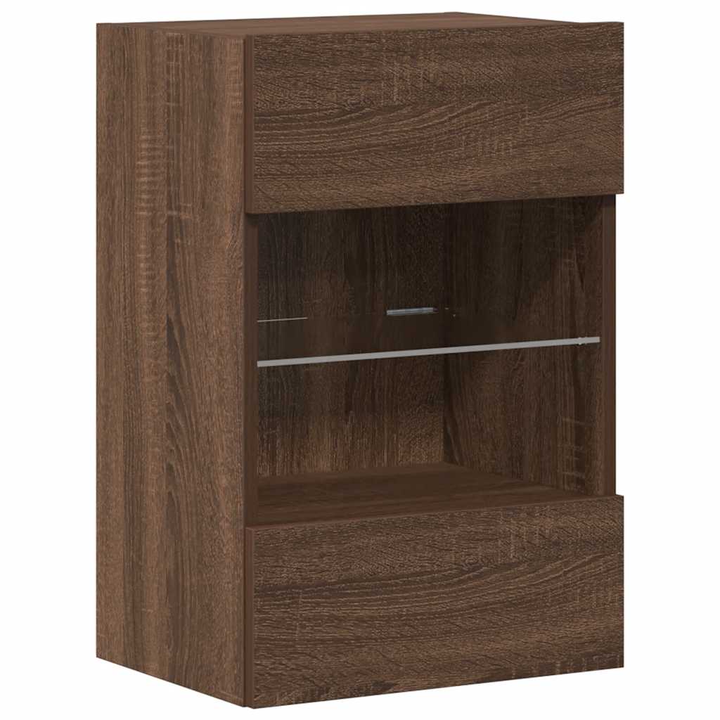 Zidni ormarići s LED svjetlima za TV 2 kom boja smeđeg hrasta 40x30x60,5 cm