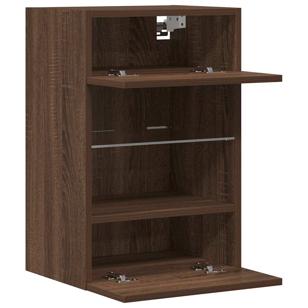Zidni ormarići s LED svjetlima za TV 2 kom boja smeđeg hrasta 40x30x60,5 cm