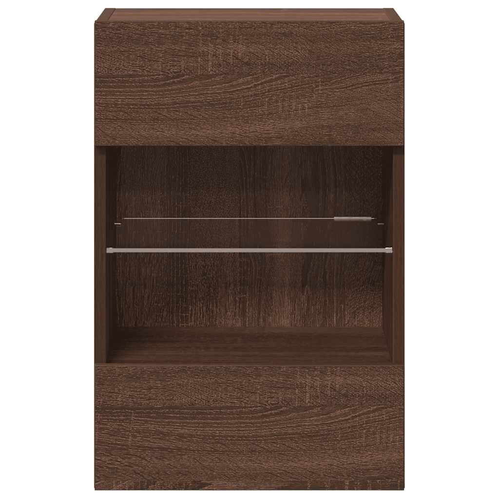 Zidni ormarići s LED svjetlima za TV 2 kom boja smeđeg hrasta 40x30x60,5 cm