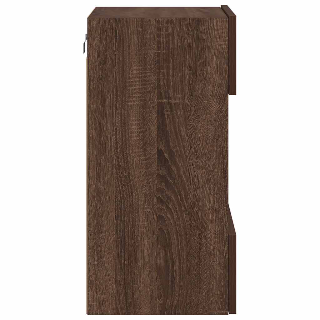 Zidni ormarići s LED svjetlima za TV 2 kom boja smeđeg hrasta 40x30x60,5 cm