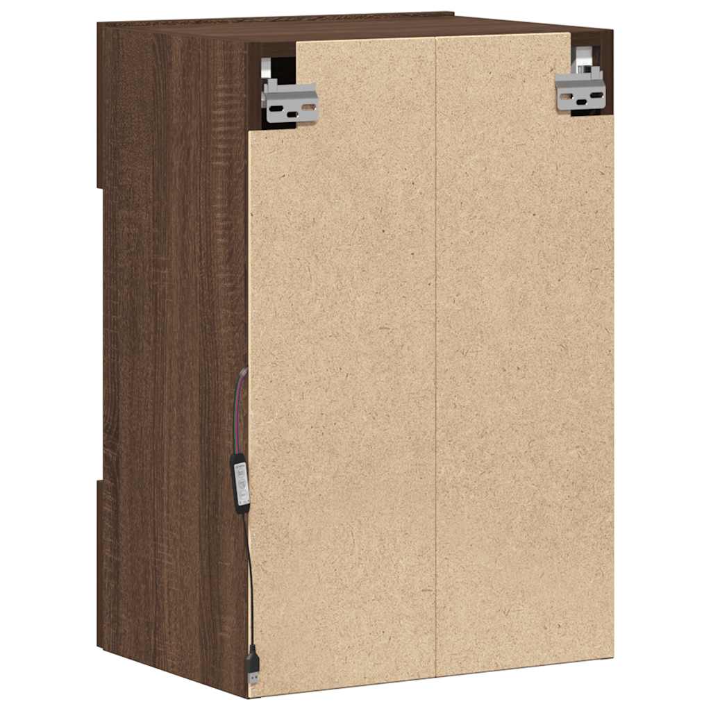 Zidni ormarići s LED svjetlima za TV 2 kom boja smeđeg hrasta 40x30x60,5 cm