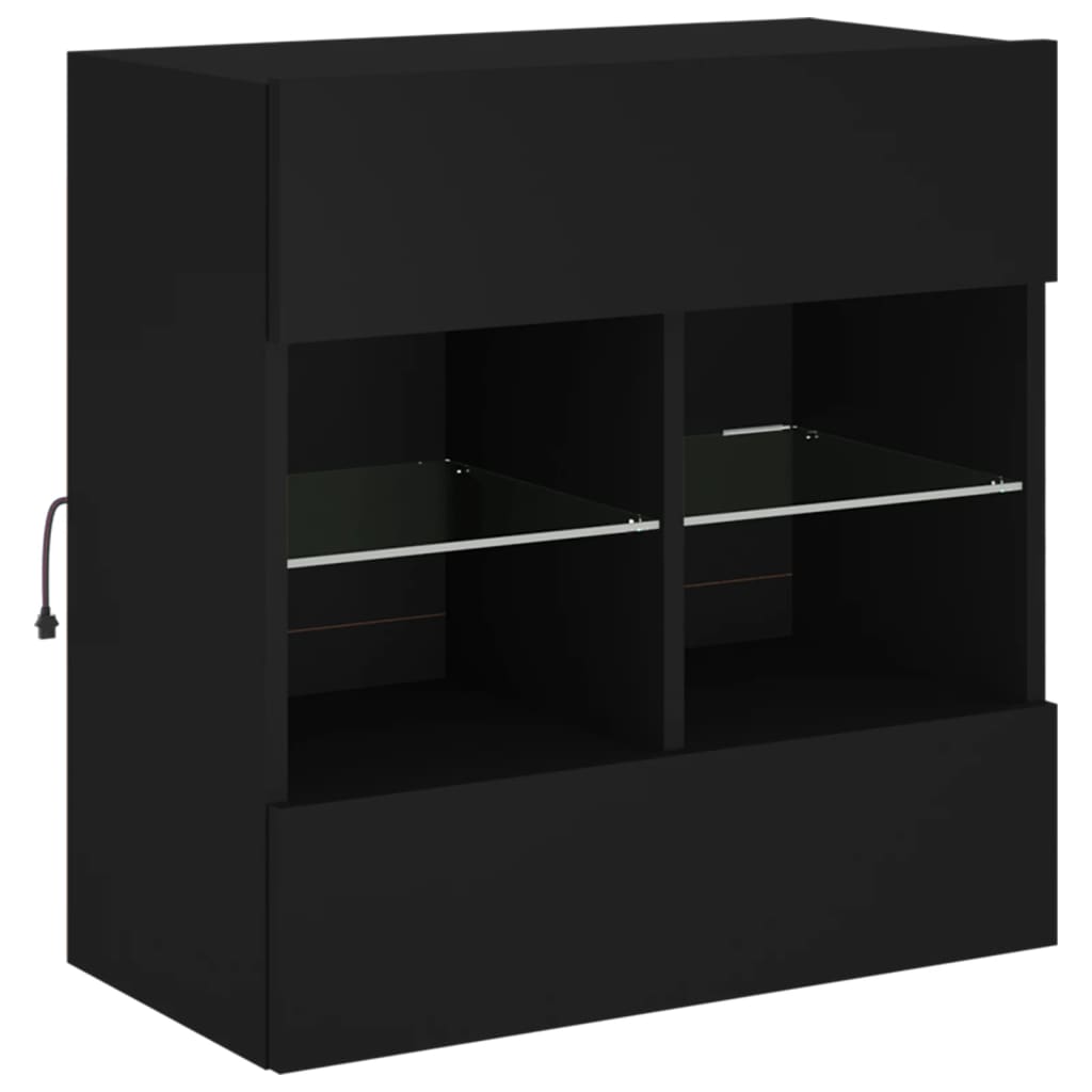 Zidni TV ormarić s LED svjetlima crni 58,5x30x60,5 cm