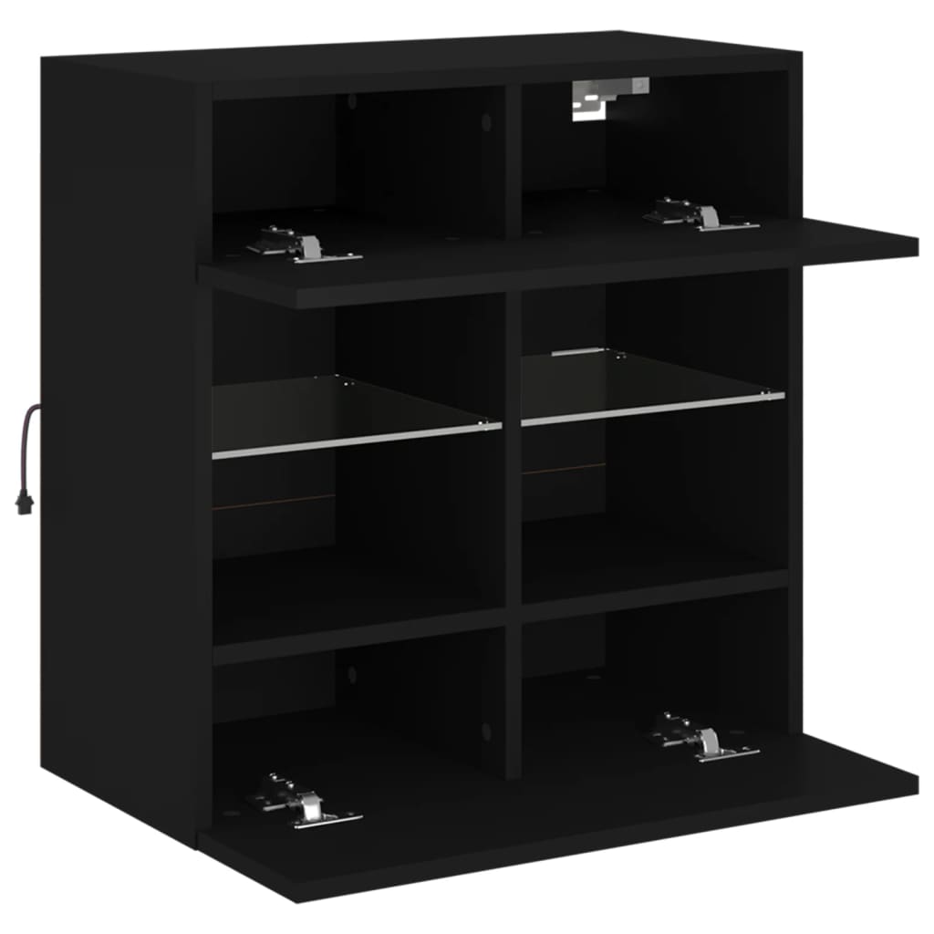 Zidni TV ormarić s LED svjetlima crni 58,5x30x60,5 cm