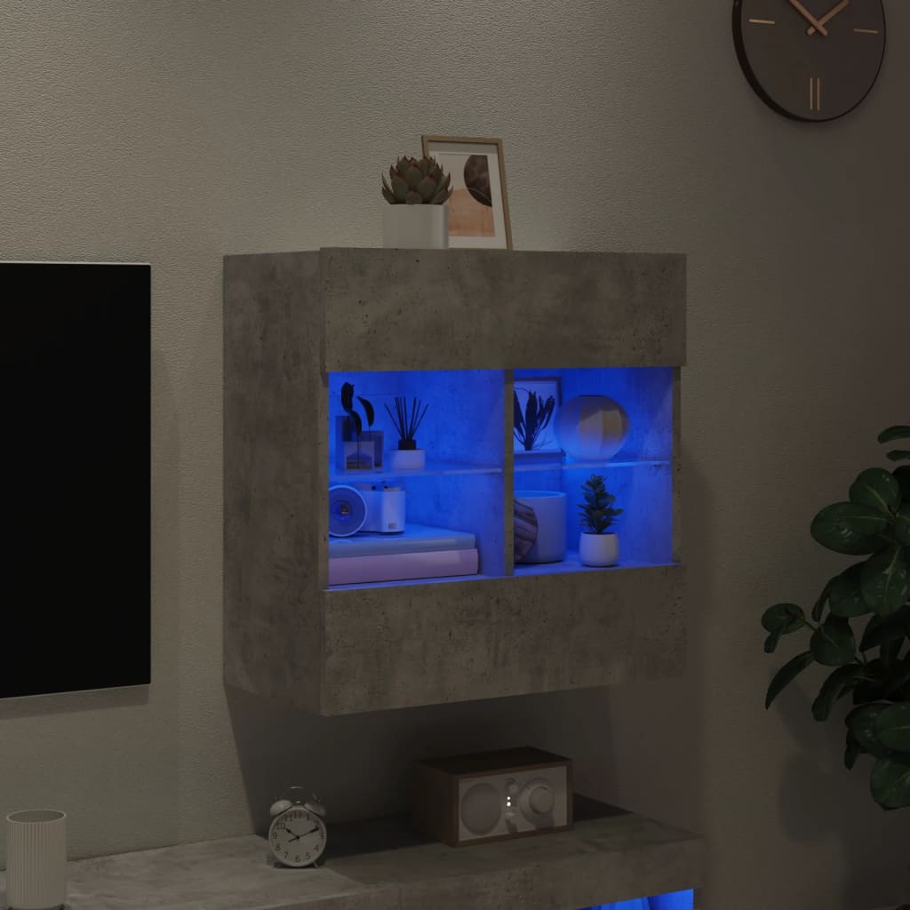 TV ormarić s LED svjetlima siva boja betona 58,5x30x60,5 cm