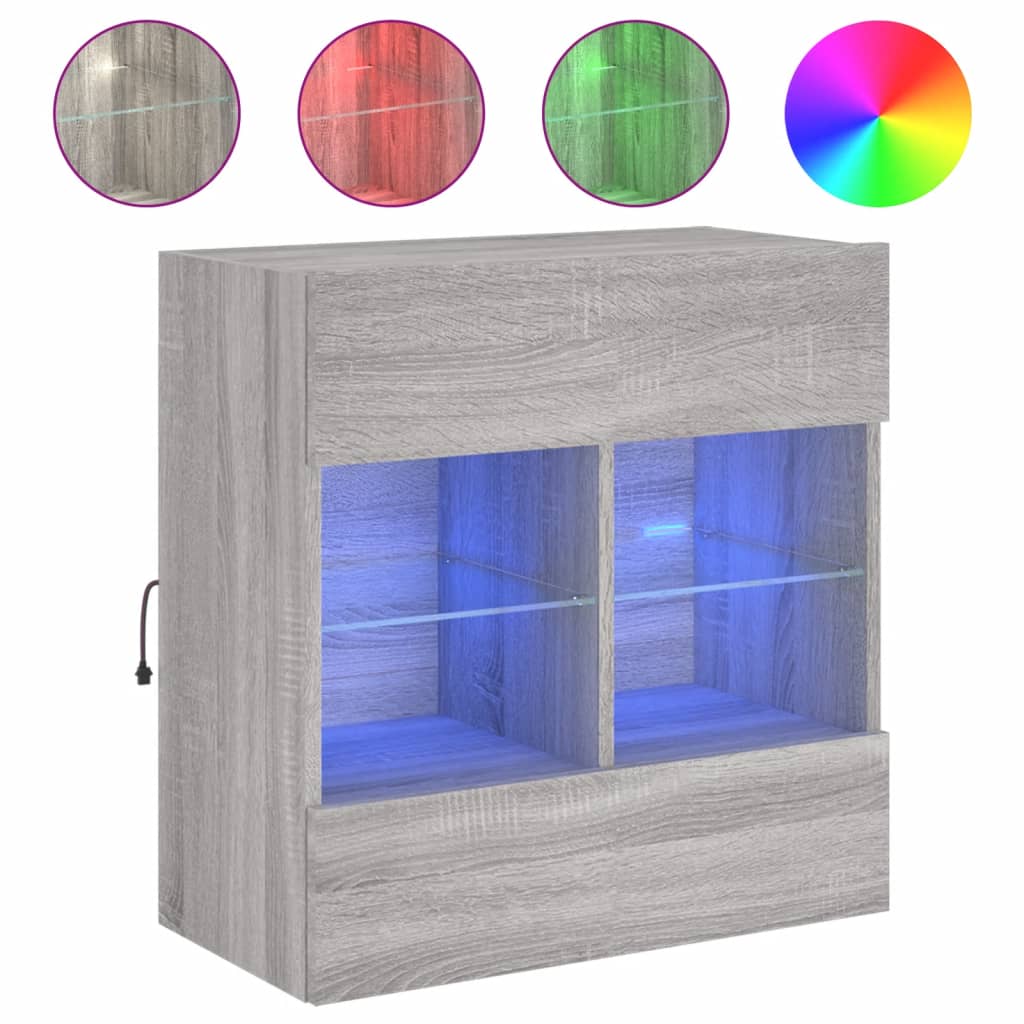 Zidni TV ormarić s LED svjetlima boja hrasta 58,5x30x60,5 cm