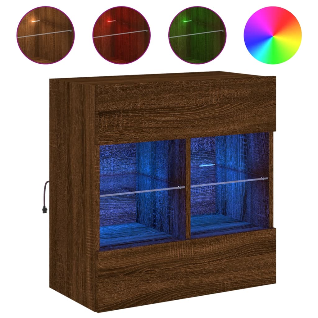 Zidni TV ormarić s LED svjetlima boja hrasta 58,5x30x60,5 cm
