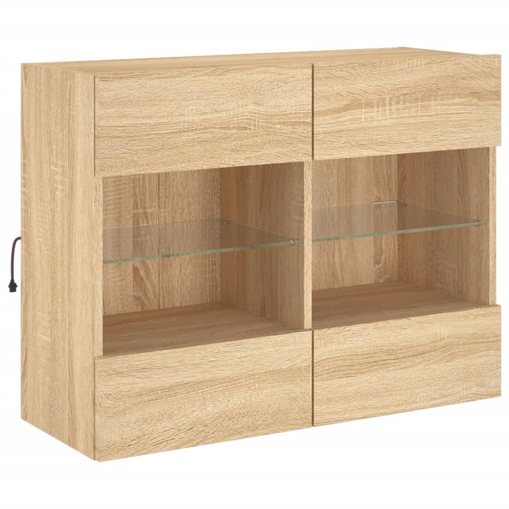 Zidni TV ormarić s LED svjetlima boja hrasta 78,5x30x60,5 cm