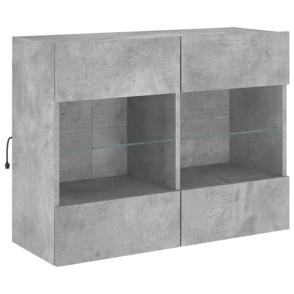 TV ormarić s LED svjetlima siva boja betona 78,5x30x60,5 cm