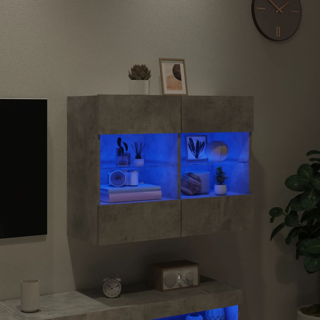 TV ormarić s LED svjetlima siva boja betona 78,5x30x60,5 cm