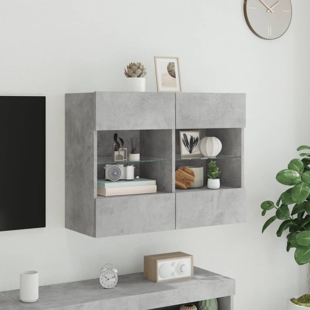 TV ormarić s LED svjetlima siva boja betona 78,5x30x60,5 cm