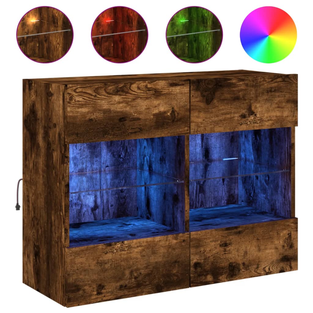Zidni TV ormarić s LED svjetlima boja hrasta 78,5x30x60,5 cm