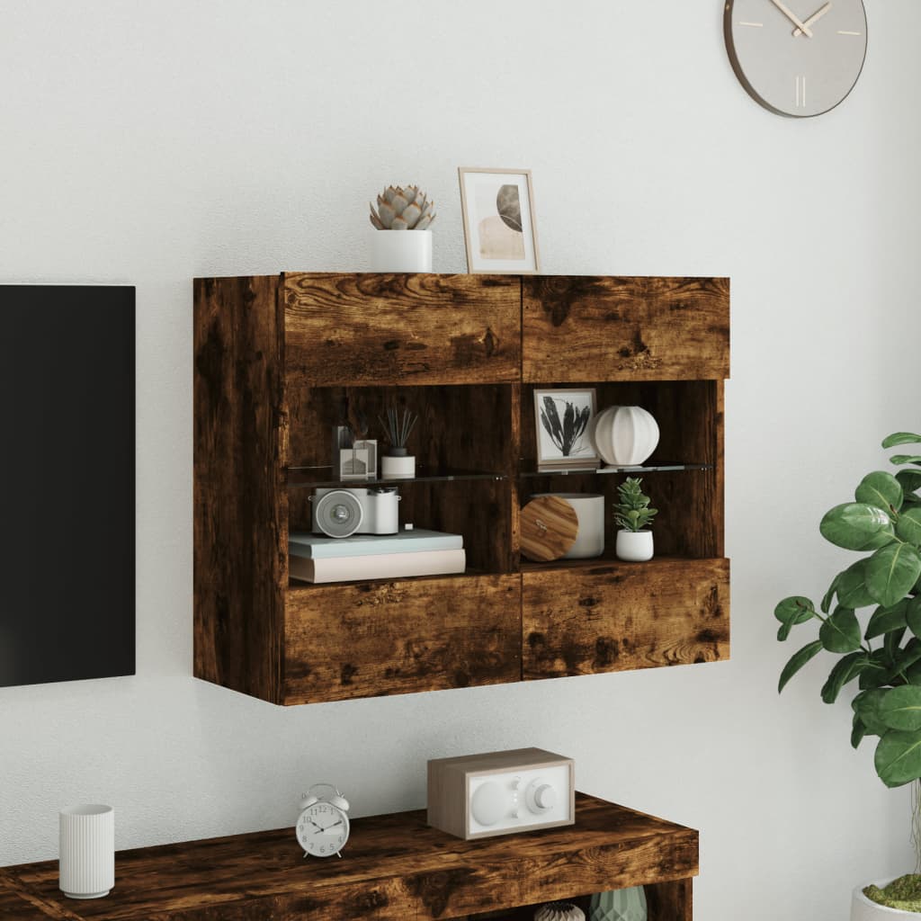 Zidni TV ormarić s LED svjetlima boja hrasta 78,5x30x60,5 cm