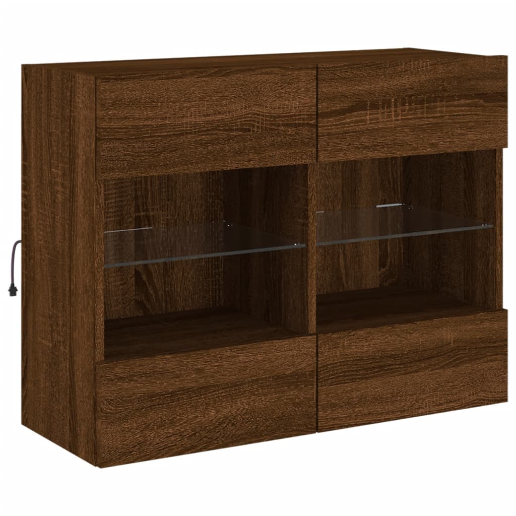 Zidni TV ormarić s LED svjetlima boja hrasta 78,5x30x60,5 cm
