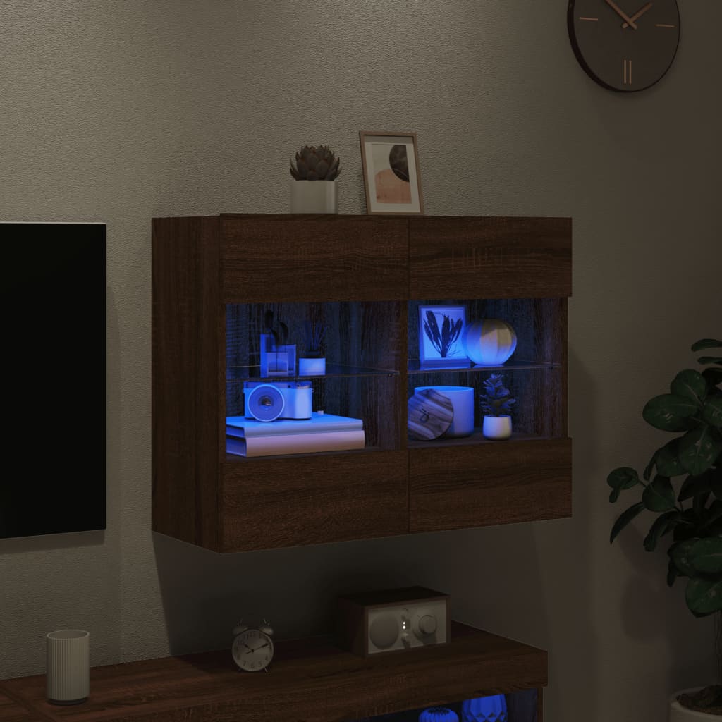 Zidni TV ormarić s LED svjetlima boja hrasta 78,5x30x60,5 cm