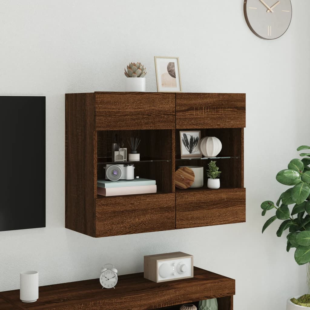 Zidni TV ormarić s LED svjetlima boja hrasta 78,5x30x60,5 cm