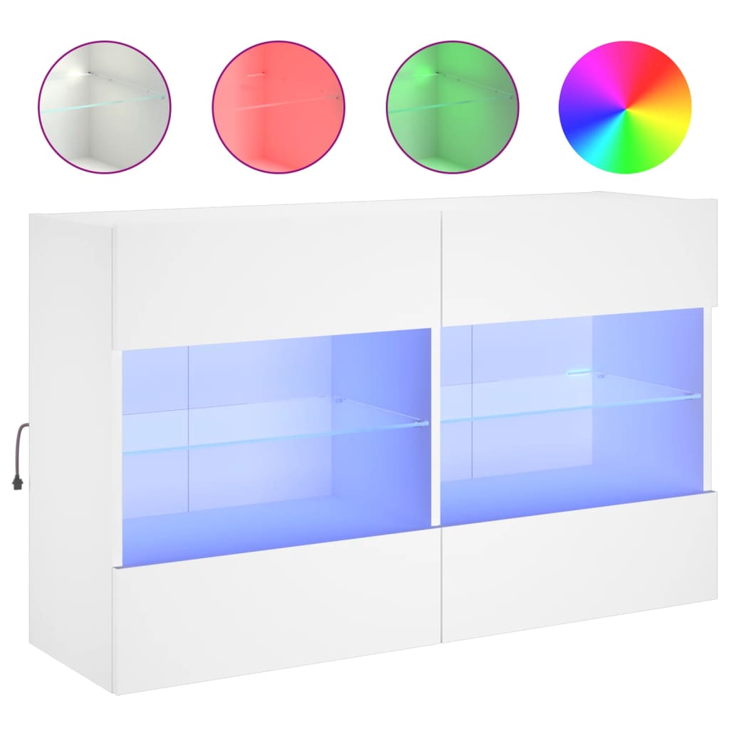 Zidni TV ormarić s LED svjetlima bijeli 98,5x30x60,5 cm
