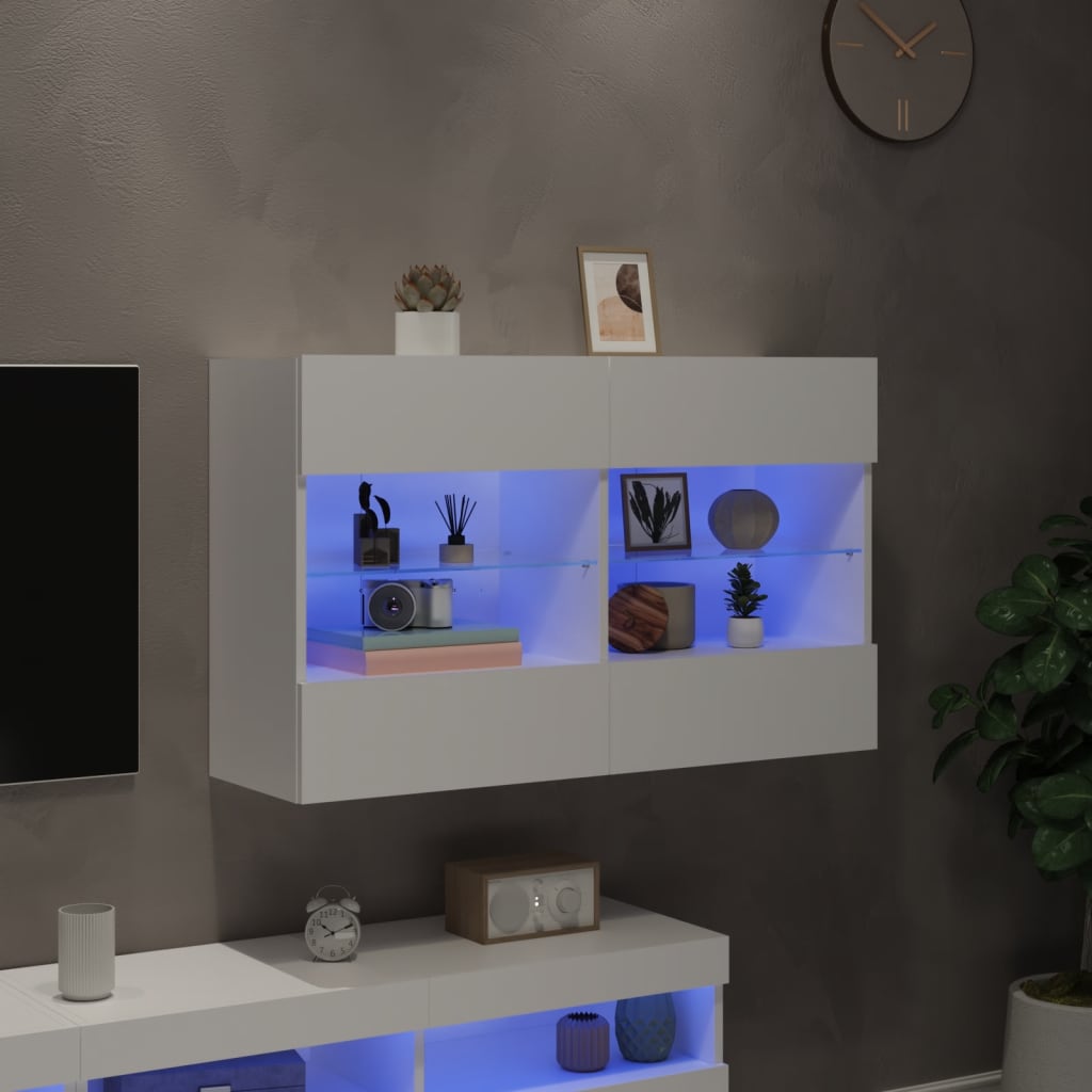 Zidni TV ormarić s LED svjetlima bijeli 98,5x30x60,5 cm