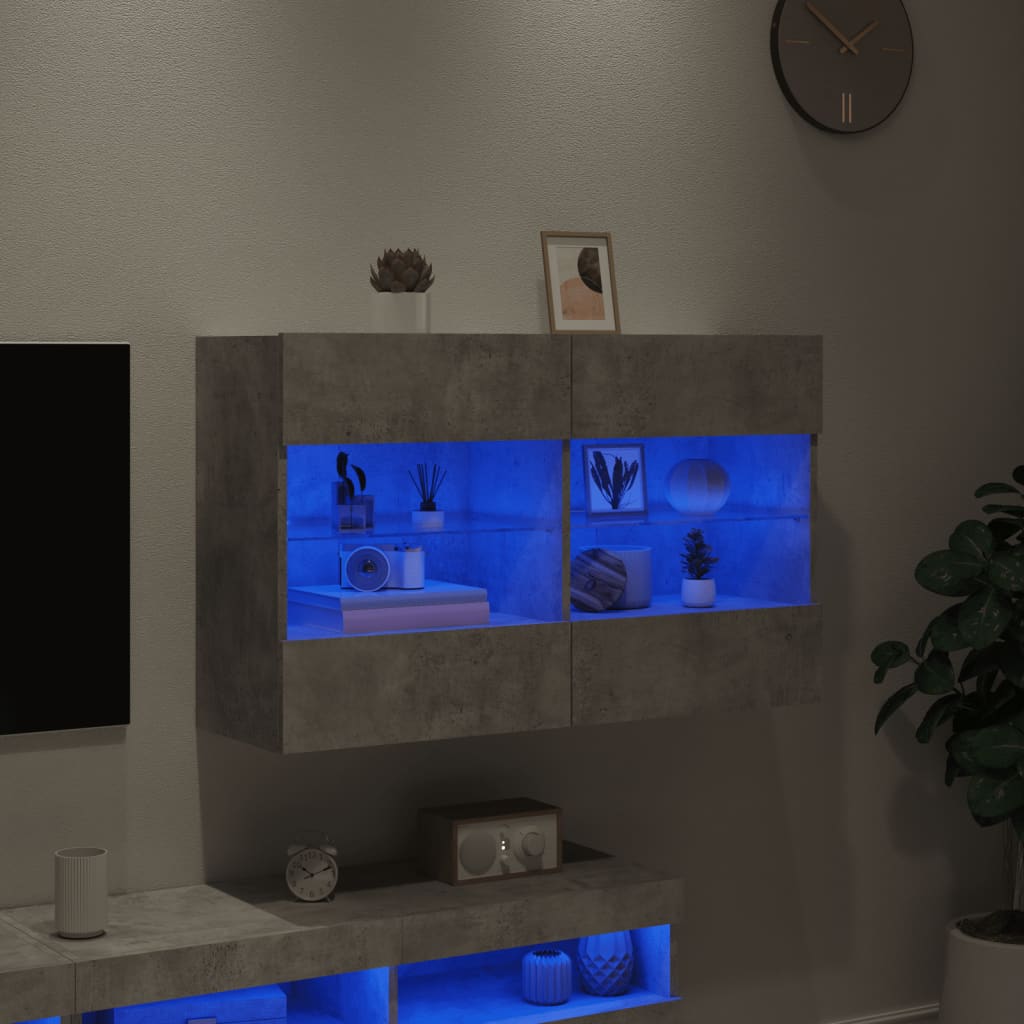 TV ormarić s LED svjetlima siva boja betona 98,5x30x60,5 cm