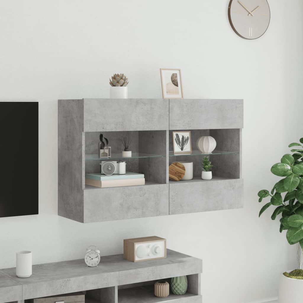 TV ormarić s LED svjetlima siva boja betona 98,5x30x60,5 cm
