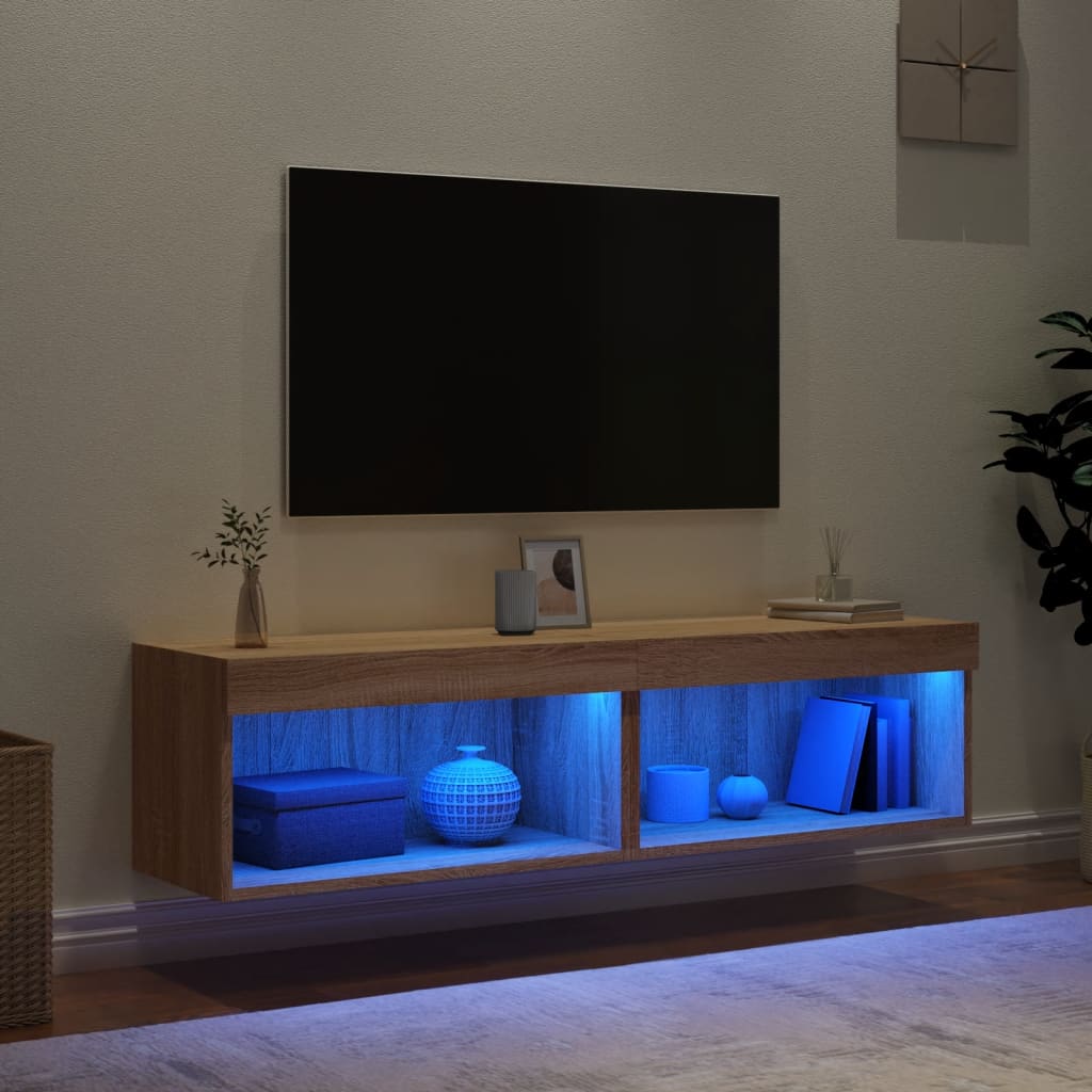 TV ormarići s LED svjetlima 2 kom boja hrasta 60x30x30 cm
