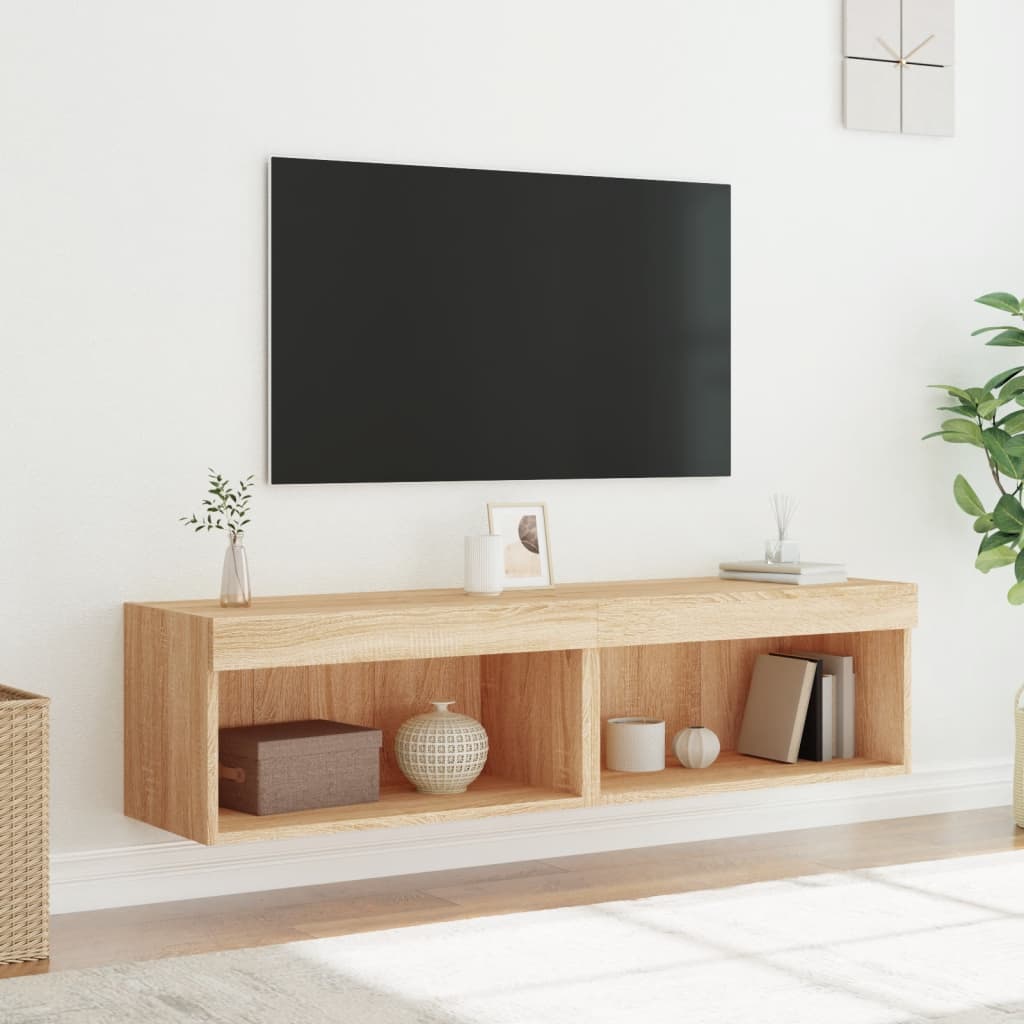 TV ormarići s LED svjetlima 2 kom boja hrasta 60x30x30 cm
