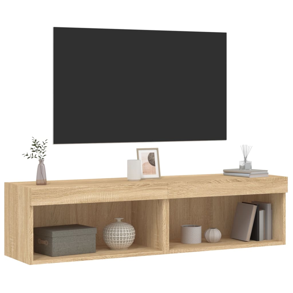 TV ormarići s LED svjetlima 2 kom boja hrasta 60x30x30 cm