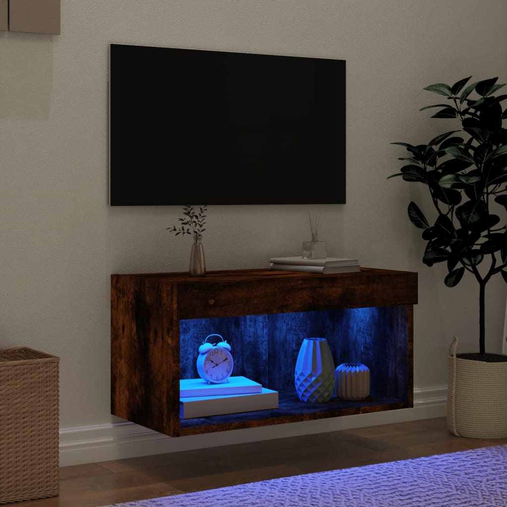 TV ormarić s LED svjetlima boja dimljenog hrasta 60x30x30 cm
