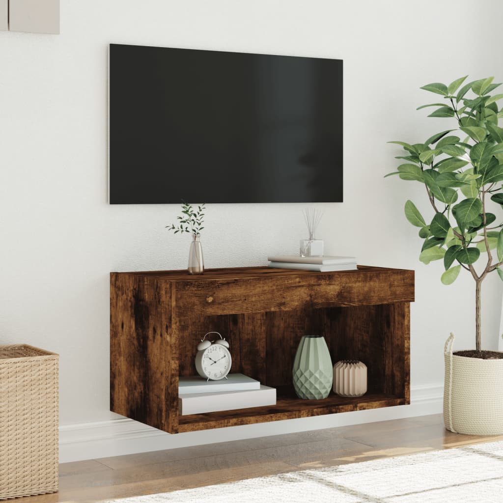 TV ormarić s LED svjetlima boja dimljenog hrasta 60x30x30 cm