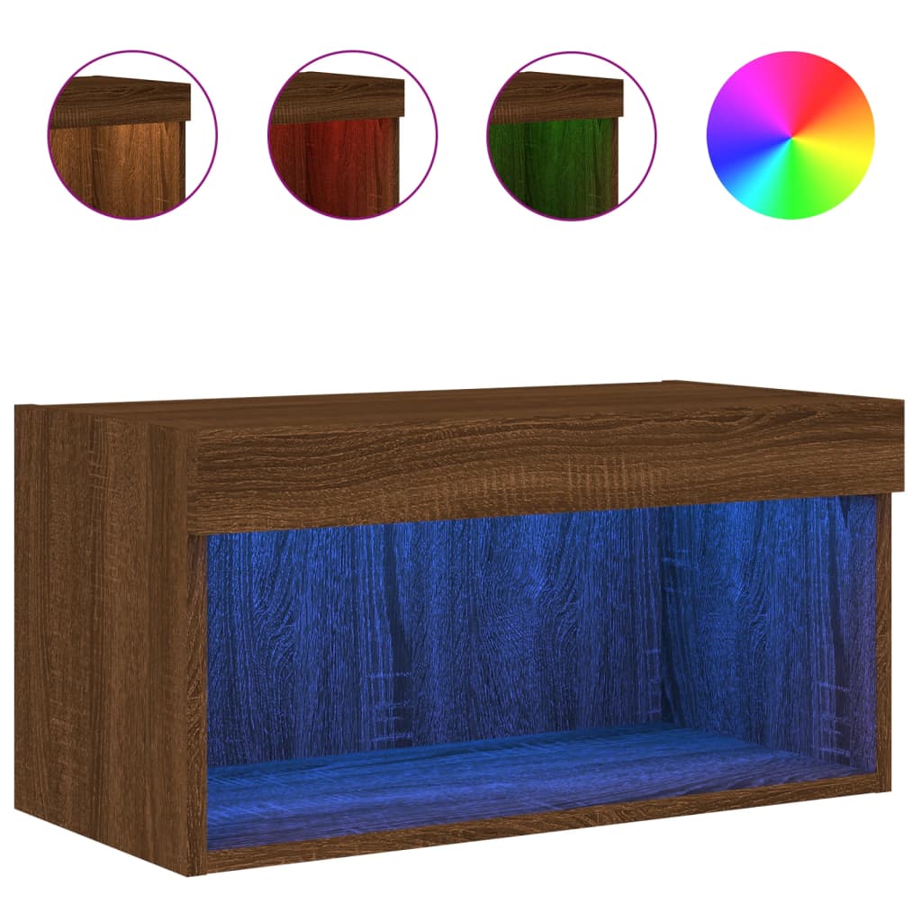 TV ormarić s LED svjetlima boja smeđeg hrasta 60x30x30 cm
