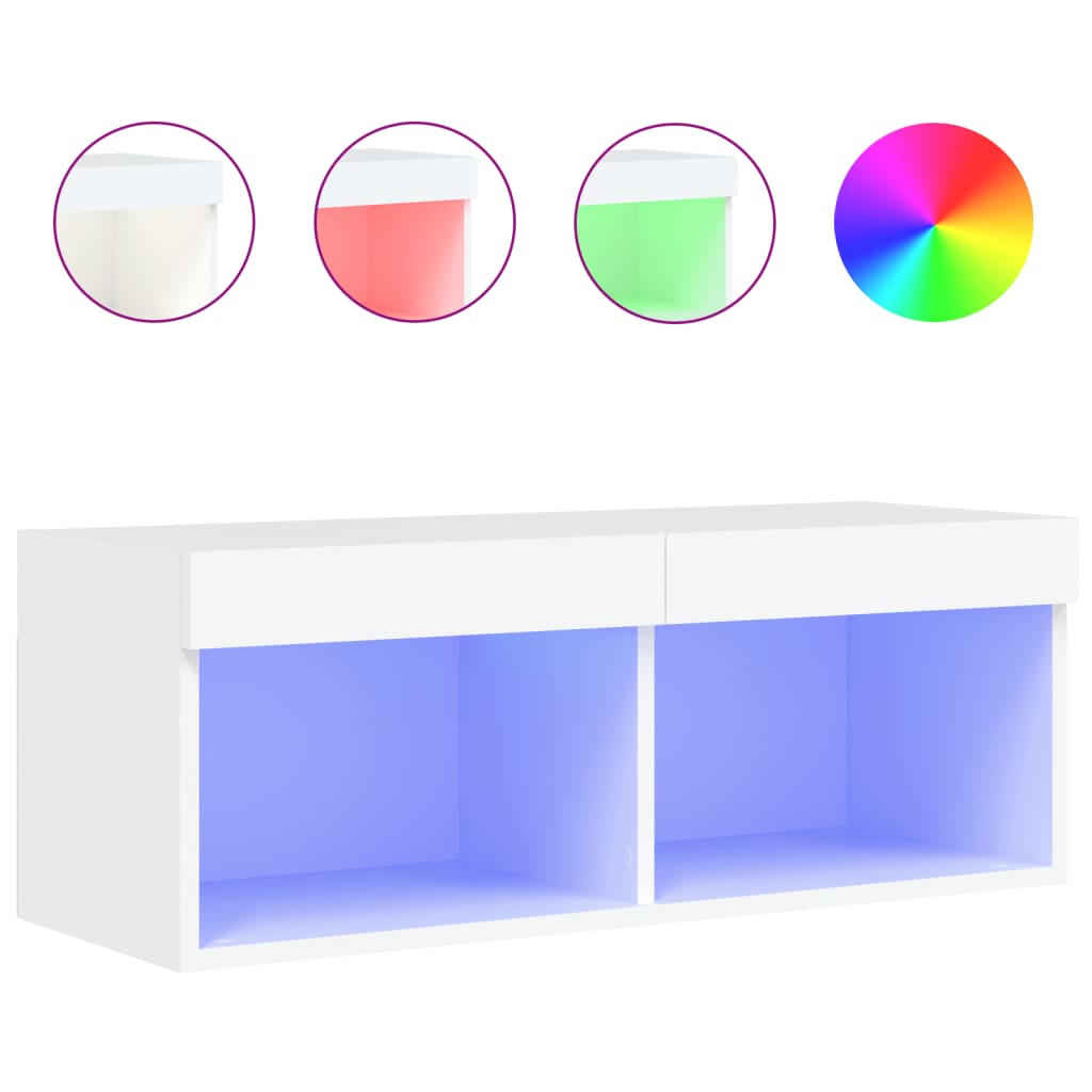 TV ormarić s LED svjetlima bijeli 80x30x30 cm