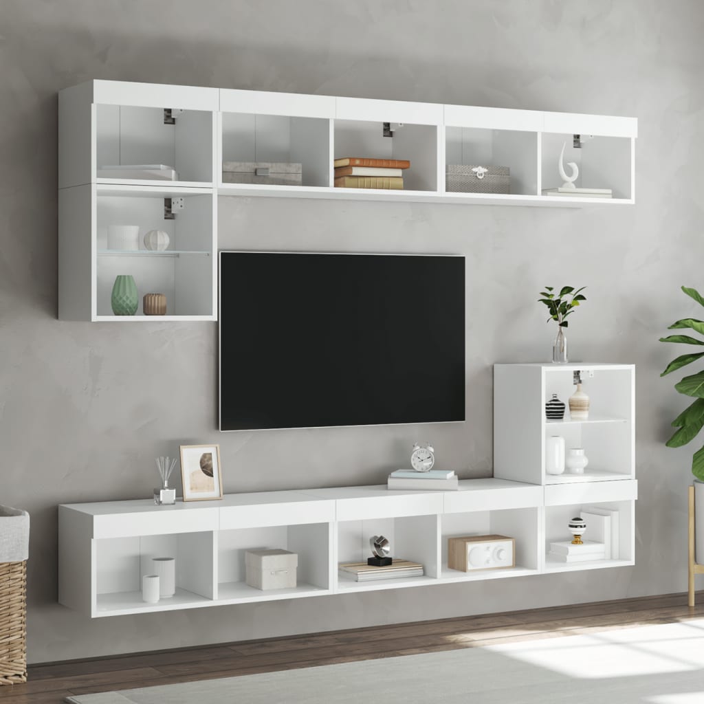 TV ormarić s LED svjetlima bijeli 80x30x30 cm