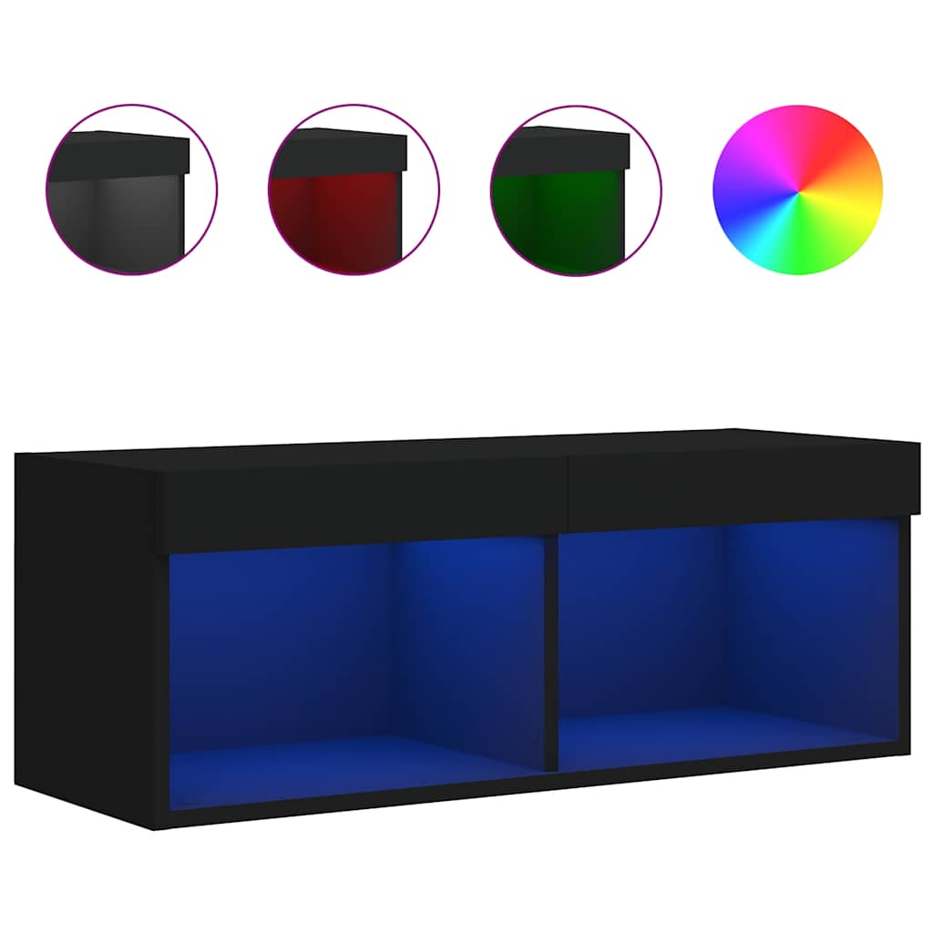 TV ormarići s LED svjetlima 2 kom crni 80x30x30 cm