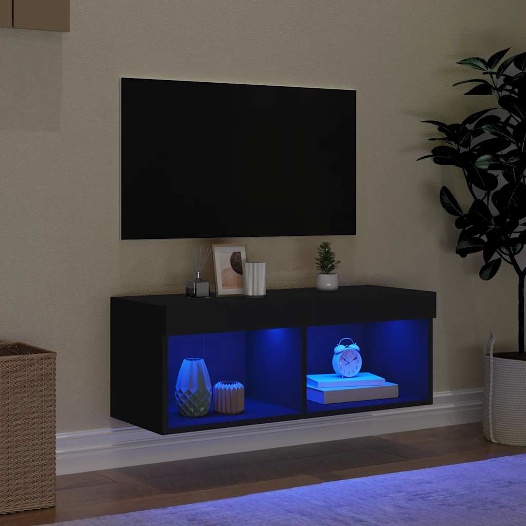 TV ormarići s LED svjetlima 2 kom crni 80x30x30 cm