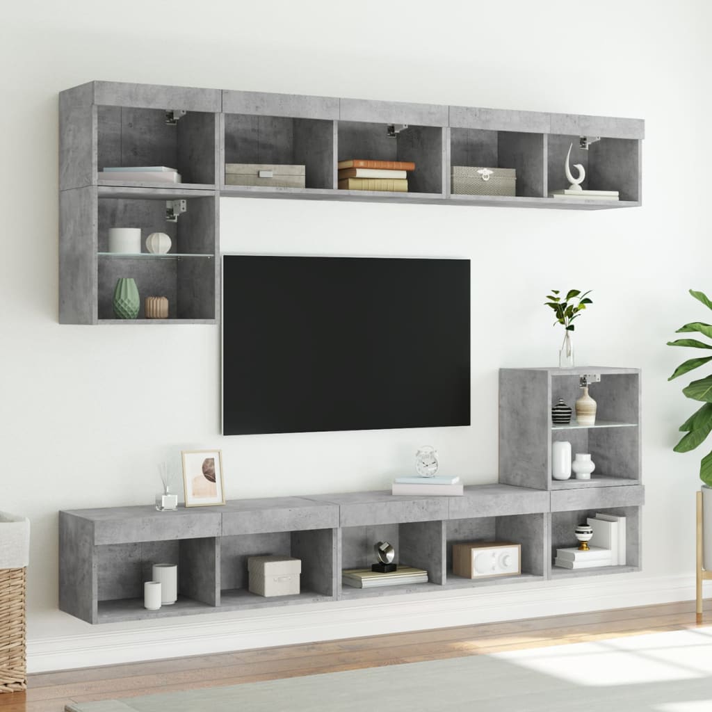 TV ormarić s LED svjetlima siva boja betona 80x30x30 cm