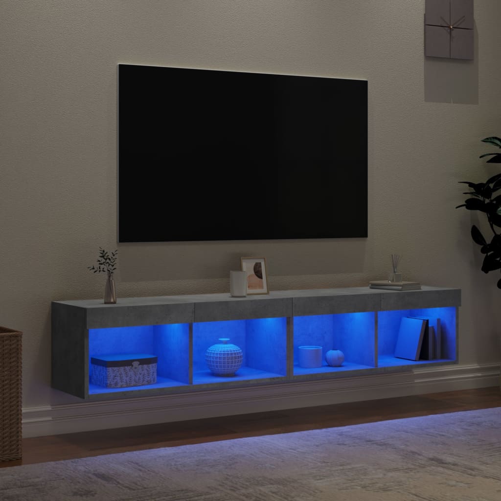 TV ormarići s LED svjetlima 2 kom siva boja betona 80x30x30 cm