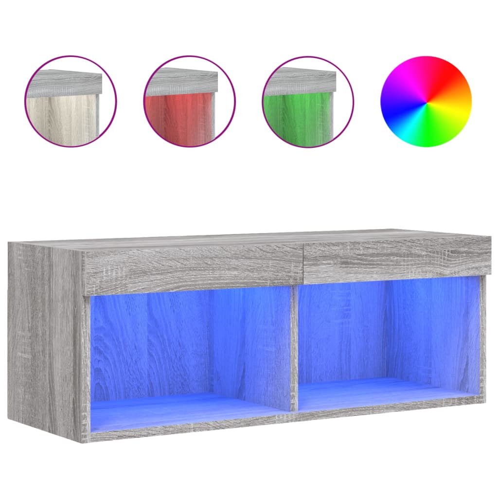 TV ormarić s LED svjetlima boja hrasta 80x30x30 cm