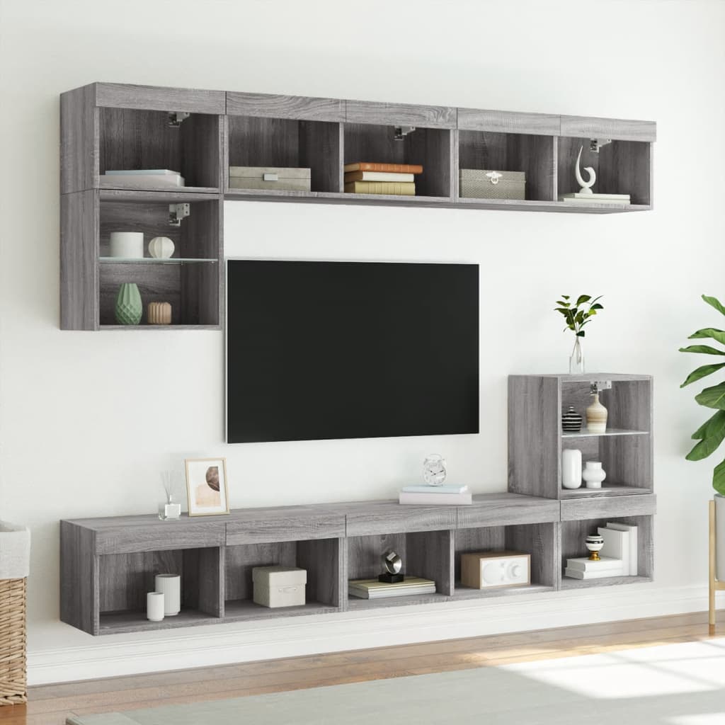 TV ormarić s LED svjetlima boja hrasta 80x30x30 cm