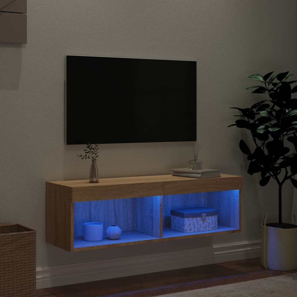 TV ormarić s LED svjetlima boja hrasta sonome 100x30x30 cm
