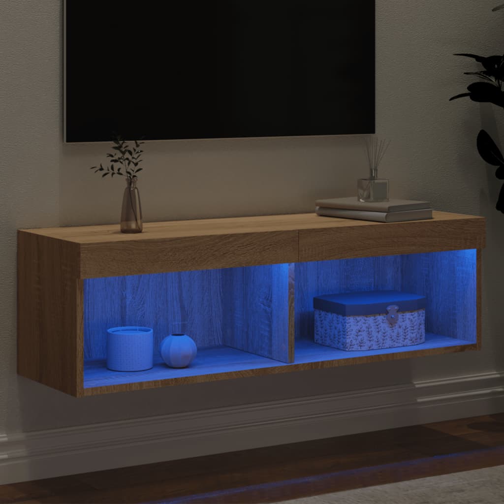 TV ormarić s LED svjetlima boja hrasta sonome 100x30x30 cm