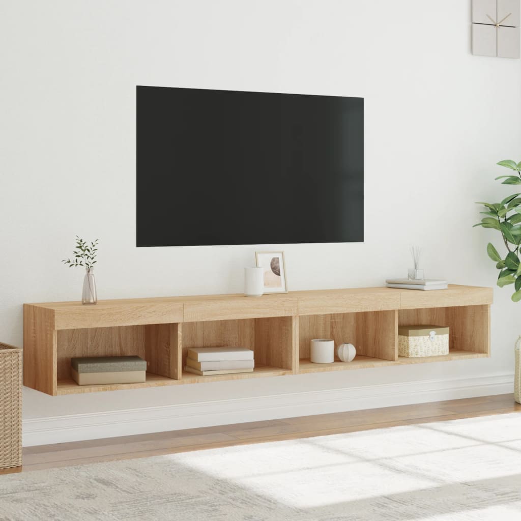 TV ormarići s LED svjetlima 2 kom boja hrasta 100x30x30 cm